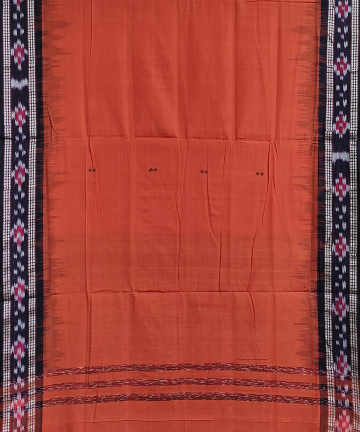 Dark coral handwoven cotton berhampuri saree