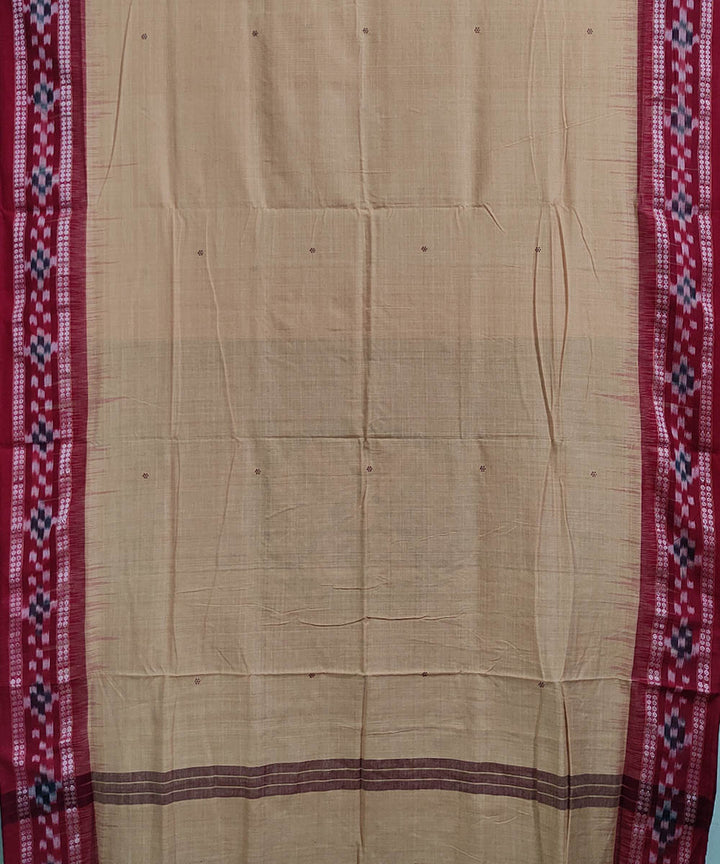 Beige red handwoven cotton odisha ikat saree