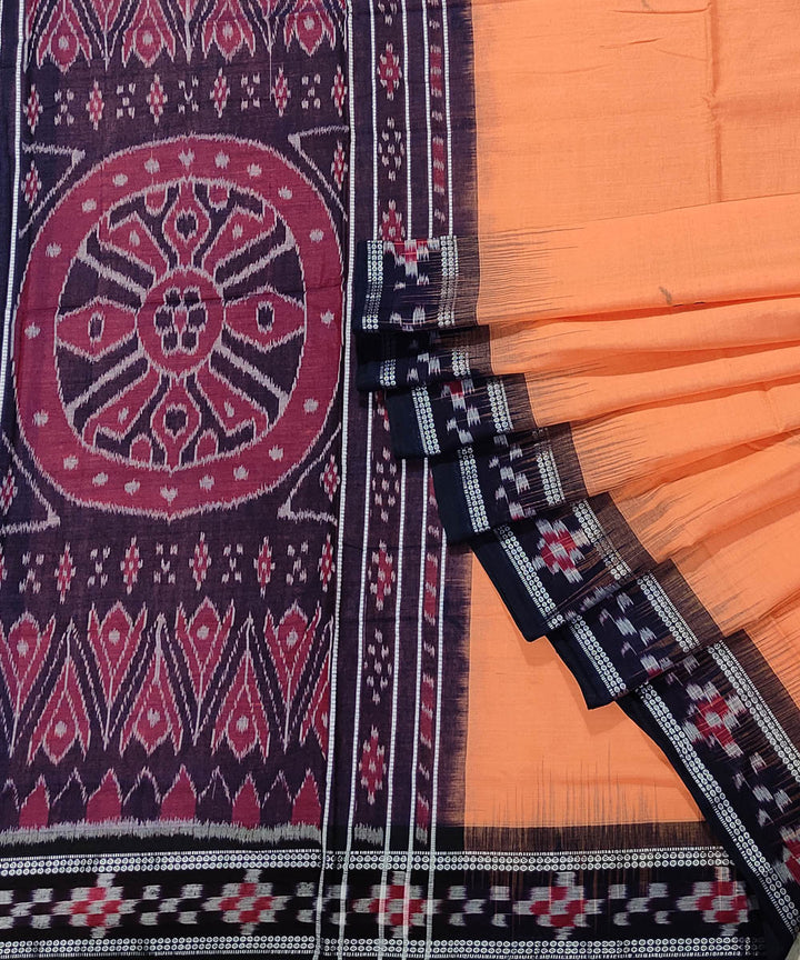 Light orange handwoven cotton berhampuri saree