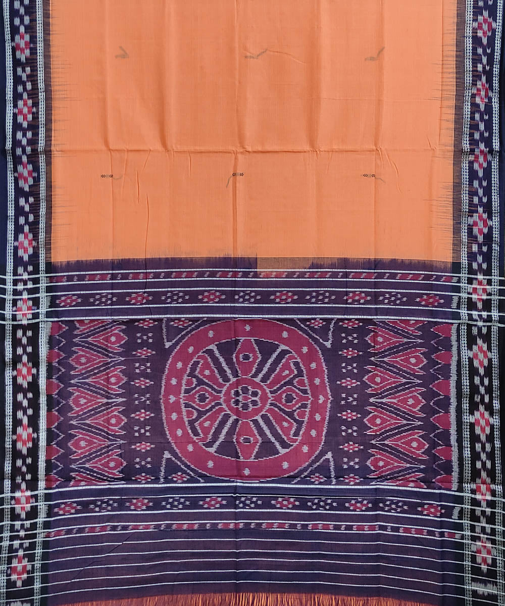 Light orange handwoven cotton berhampuri saree