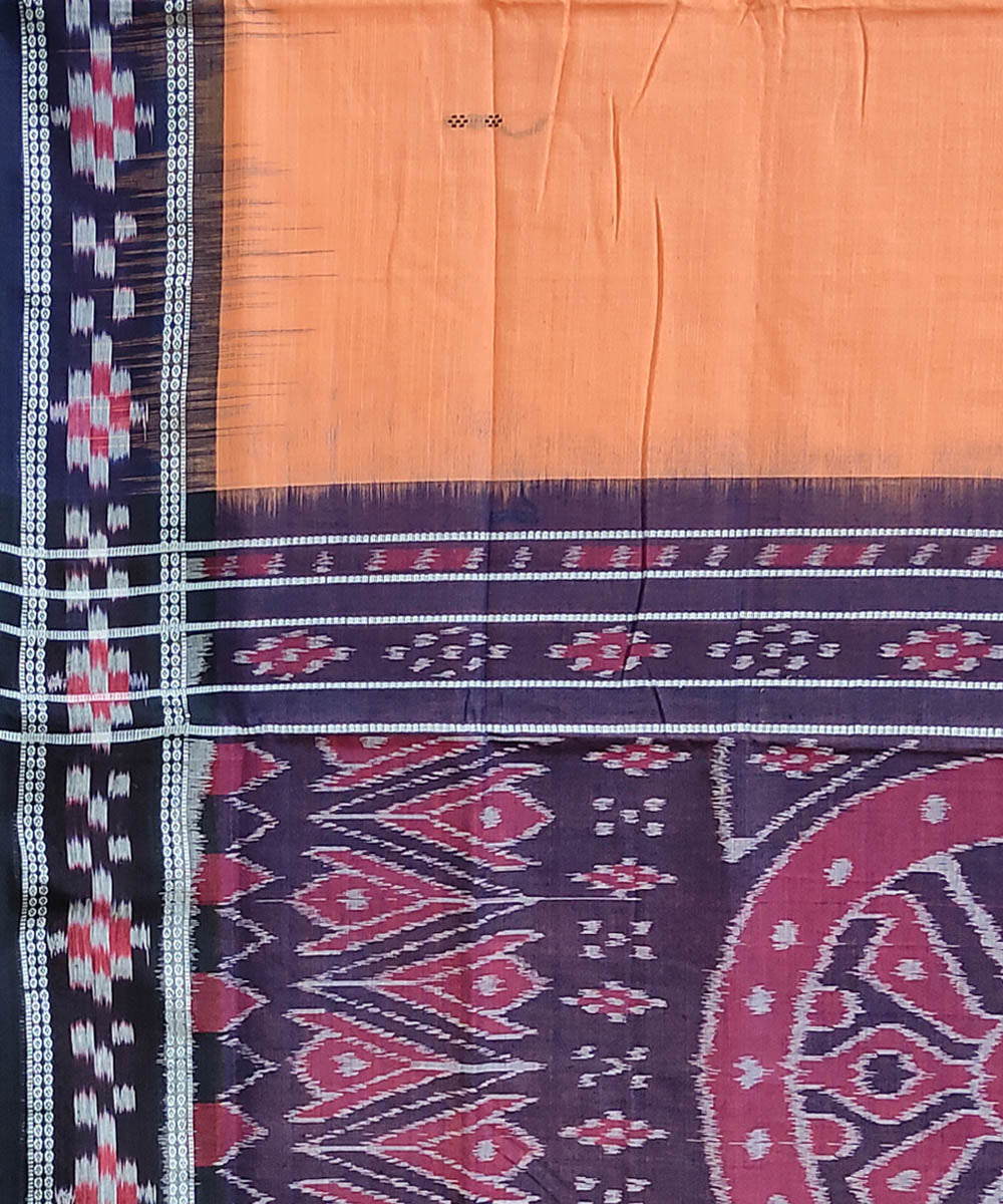 Light orange handwoven cotton berhampuri saree