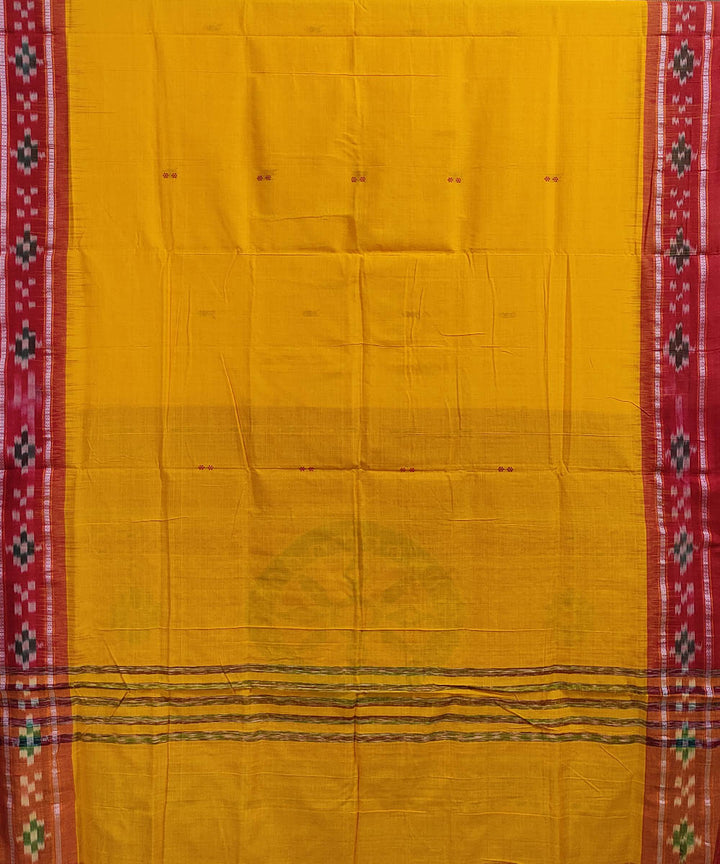 Yellow red handwoven cotton odisha ikat saree