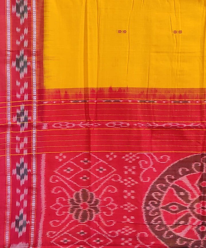 Yellow red handwoven cotton odisha ikat saree