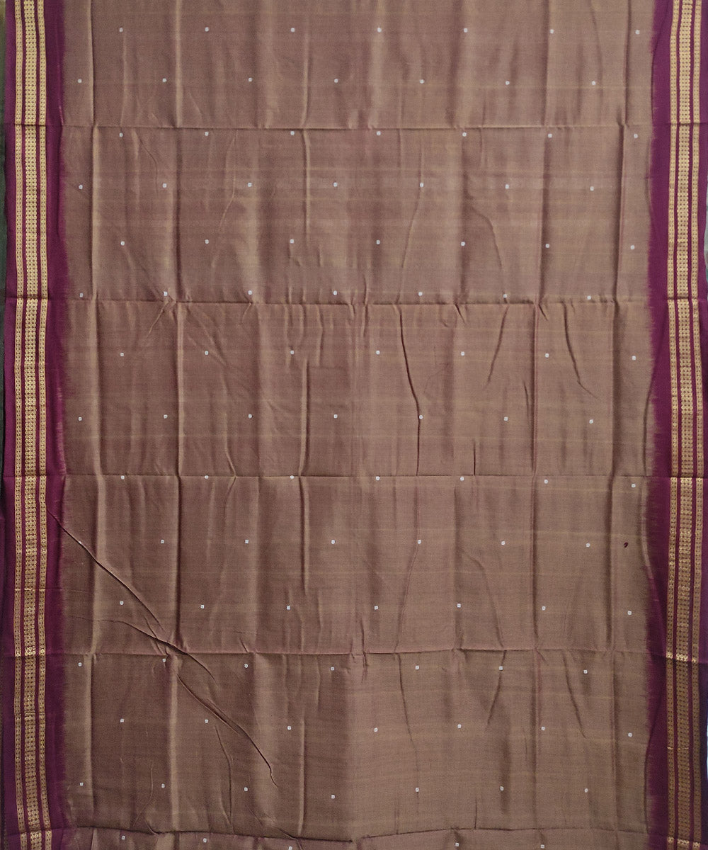 Brown maroon cotton handwoven dongoria saree