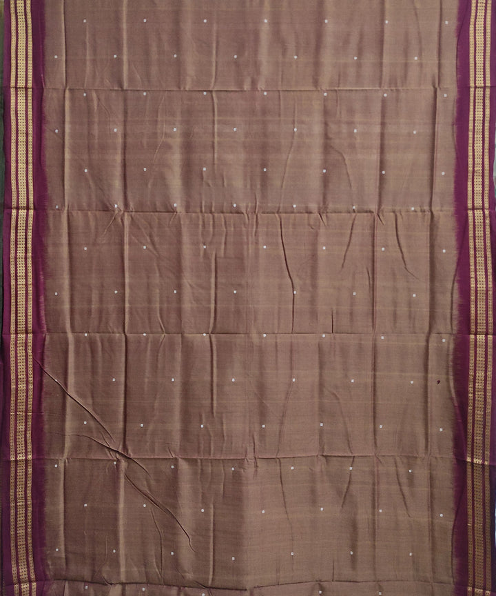 Brown maroon cotton handwoven dongoria saree