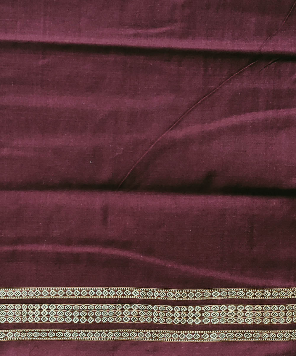 Brown maroon cotton handwoven dongoria saree