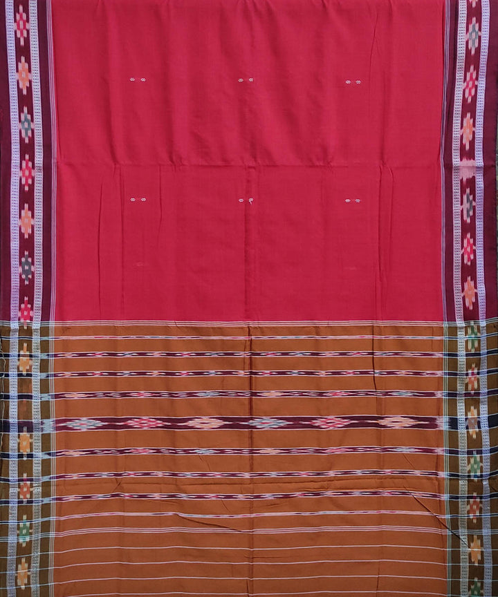 Red brown handwoven cotton berhampuri saree