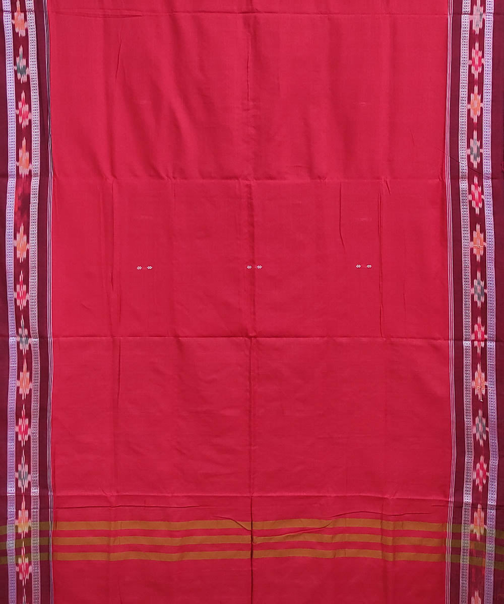 Red brown handwoven cotton berhampuri saree