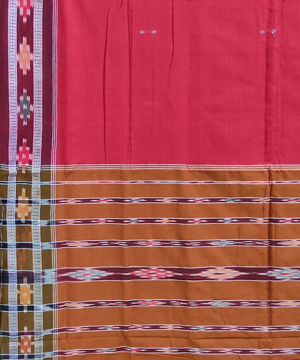 Red brown handwoven cotton berhampuri saree