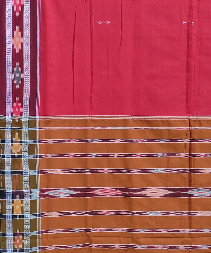 Red brown handwoven cotton berhampuri saree