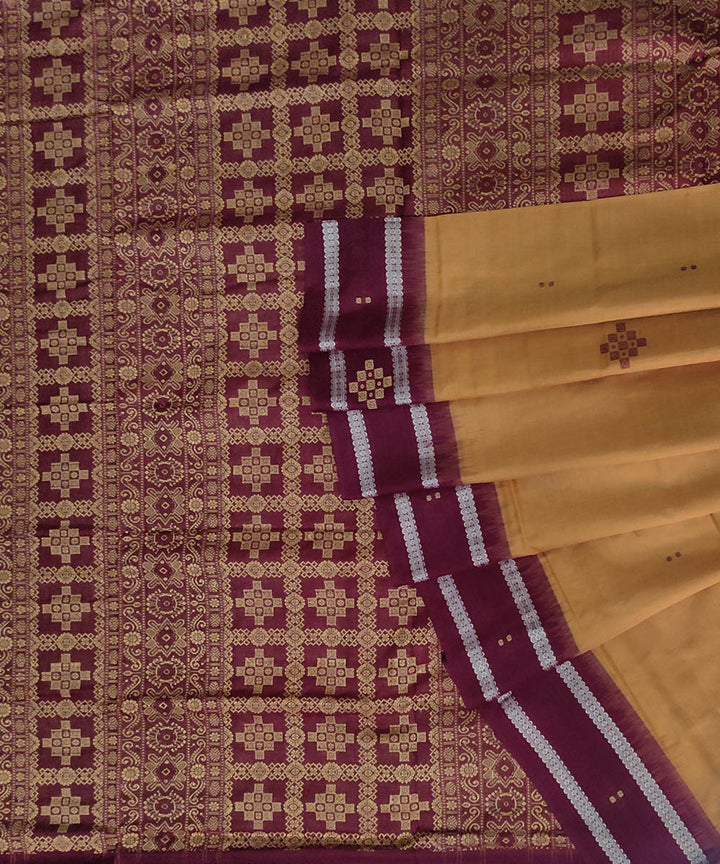 Orange maroon cotton handwoven bomkai saree