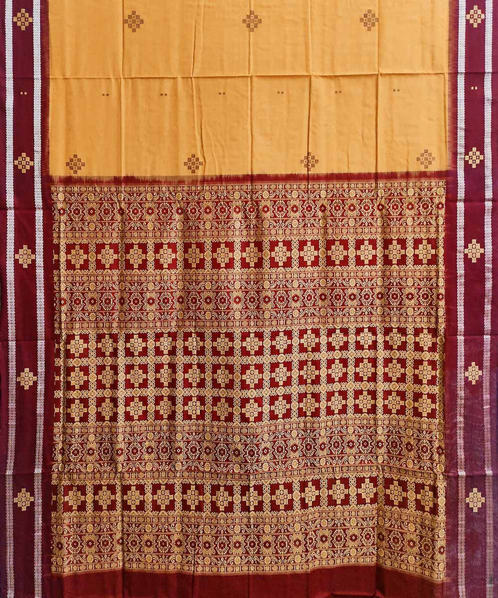 Orange maroon cotton handwoven bomkai saree