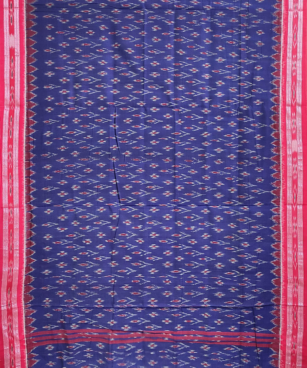 Navy blue maroon handwoven cotton nuapatna saree