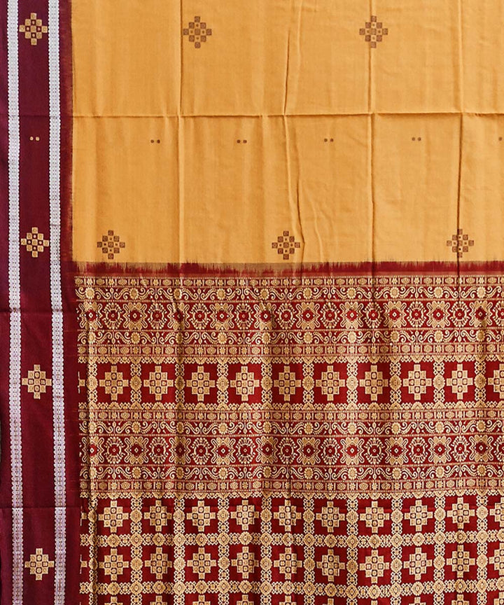 Orange maroon cotton handwoven bomkai saree