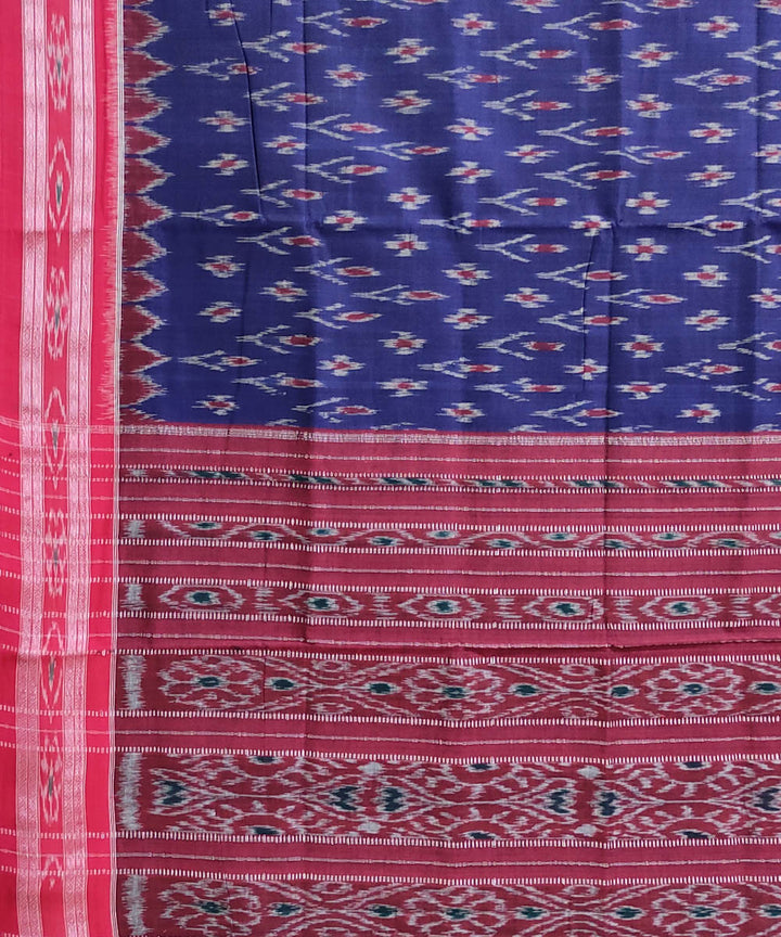 Navy blue maroon handwoven cotton nuapatna saree