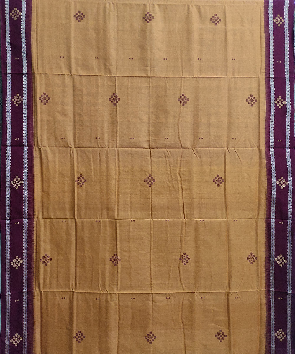Orange maroon cotton handwoven bomkai saree