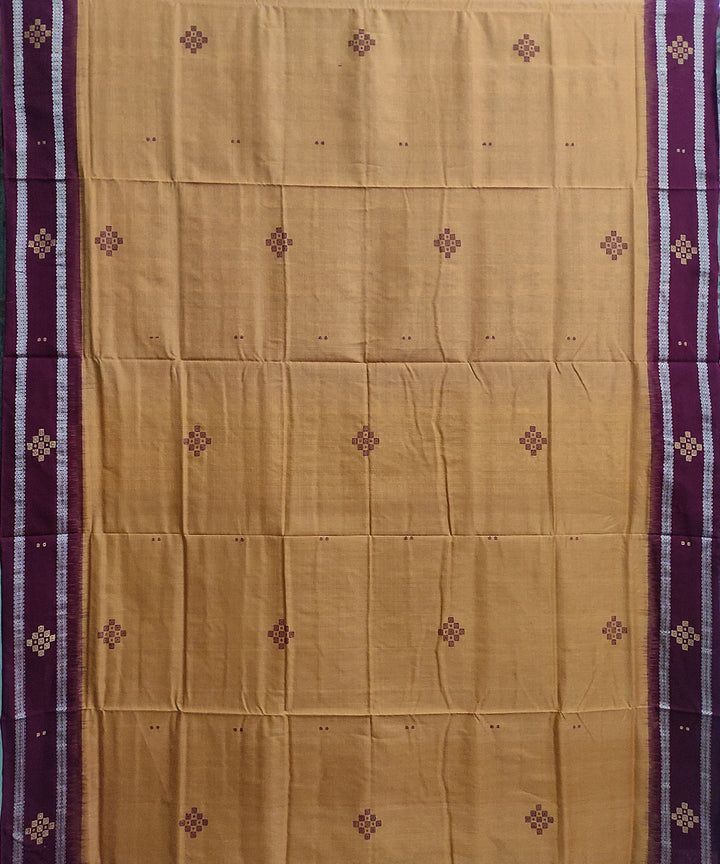 Orange maroon cotton handwoven bomkai saree