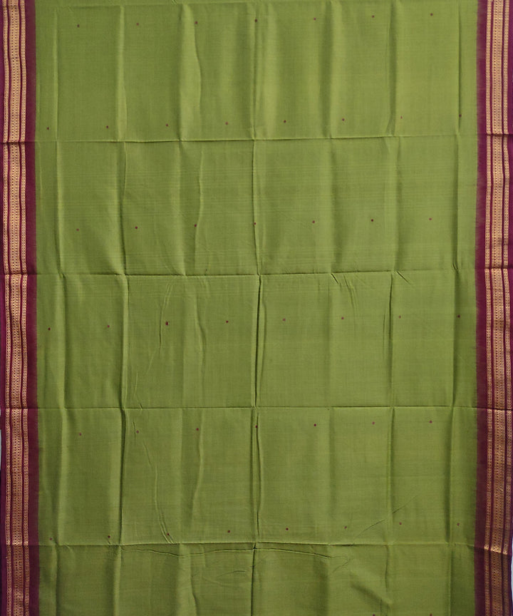 Light green maroon cotton handwoven sambalpuri saree