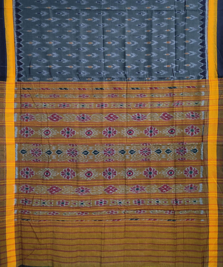 Grey yellow handloom cotton odisha ikat saree