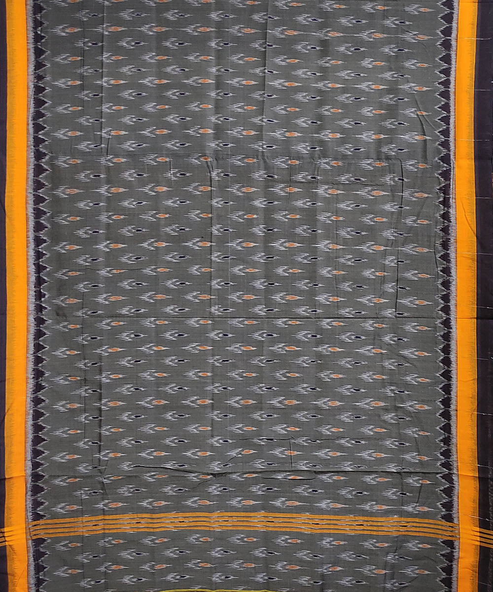Grey yellow handloom cotton odisha ikat saree