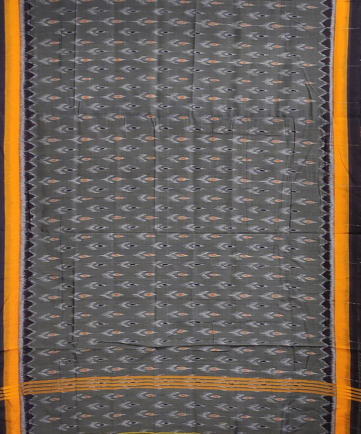 Grey yellow handloom cotton odisha ikat saree