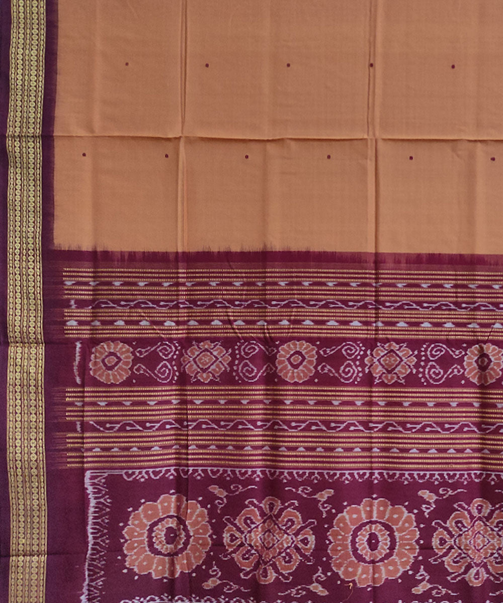 Brown maroon cotton handwoven sambalpuri saree