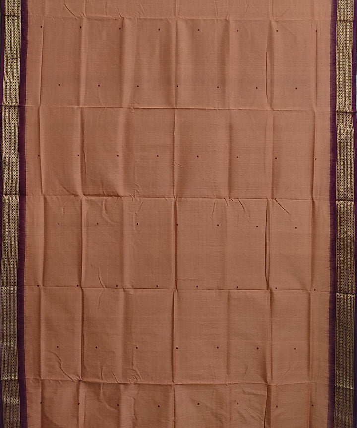 Brown maroon cotton handwoven sambalpuri saree
