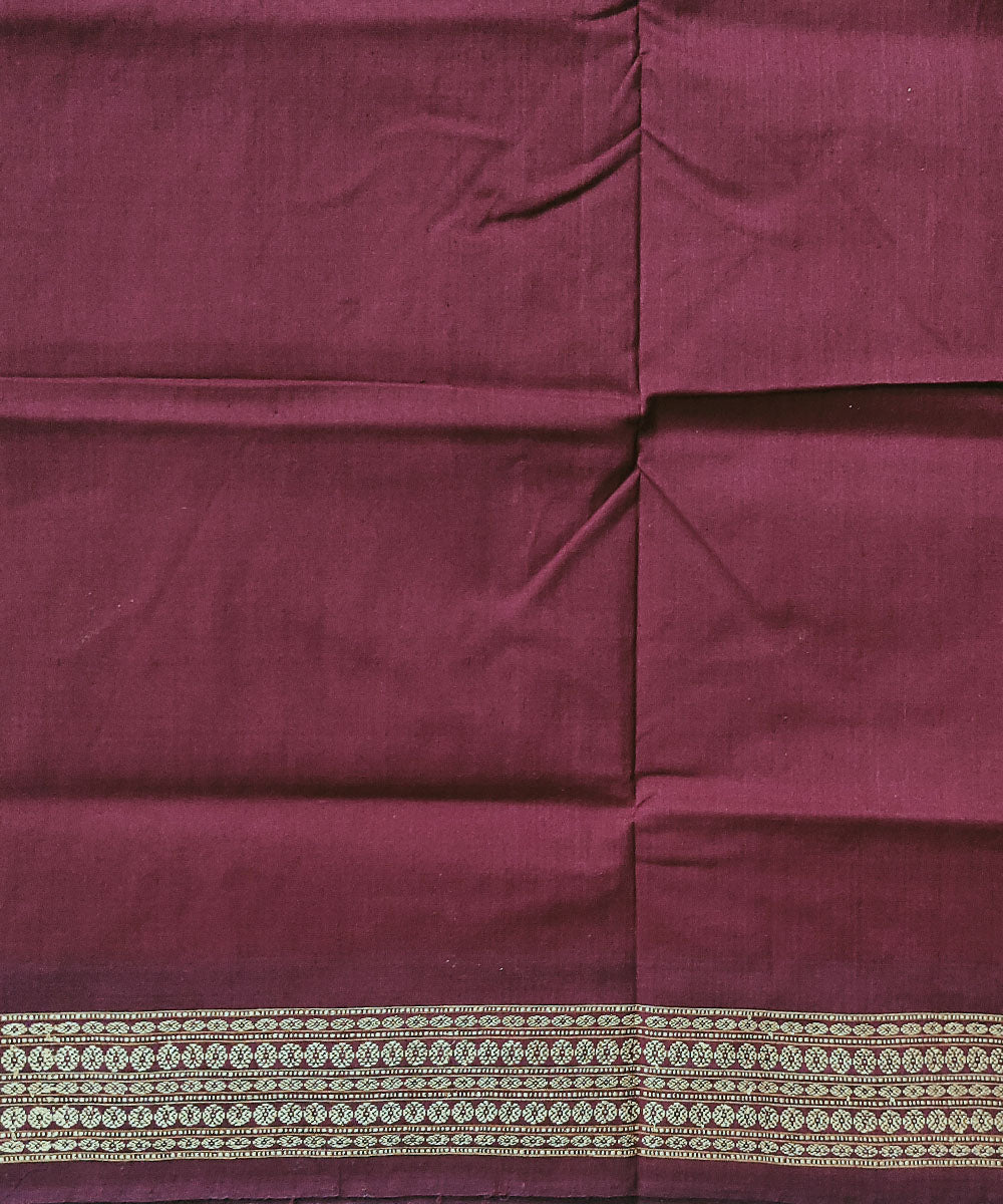 Brown maroon cotton handwoven sambalpuri saree