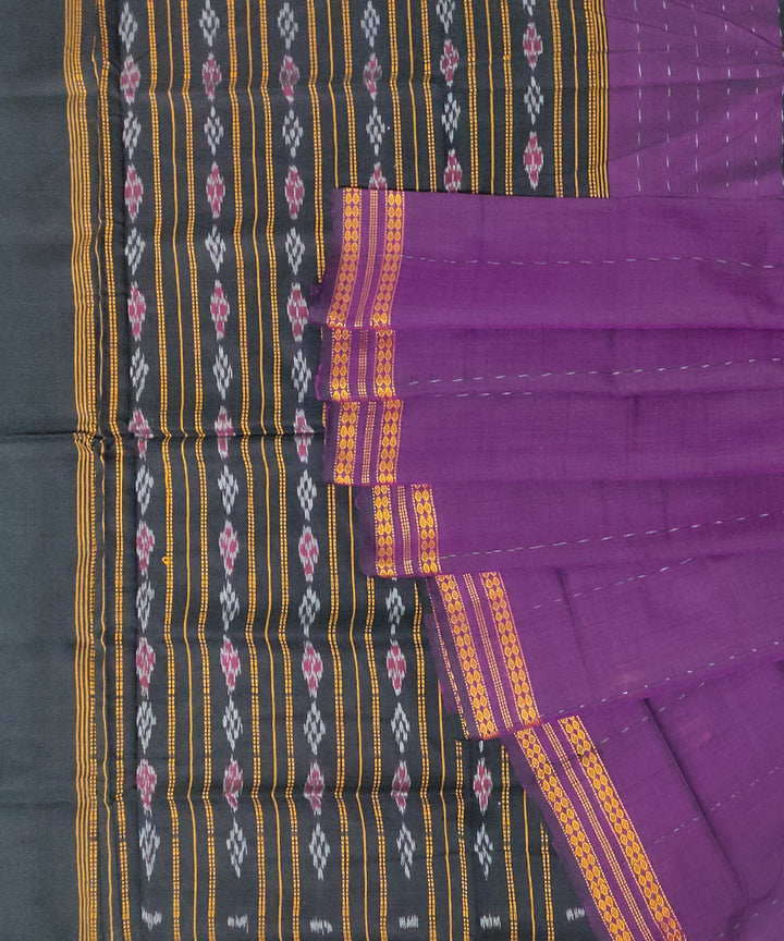Violet black cotton handwoven sambalpuri saree