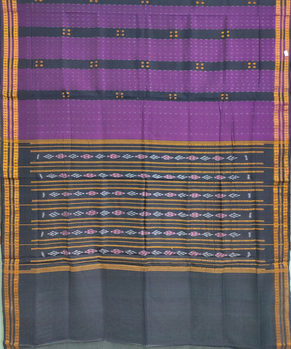 Violet black cotton handwoven sambalpuri saree