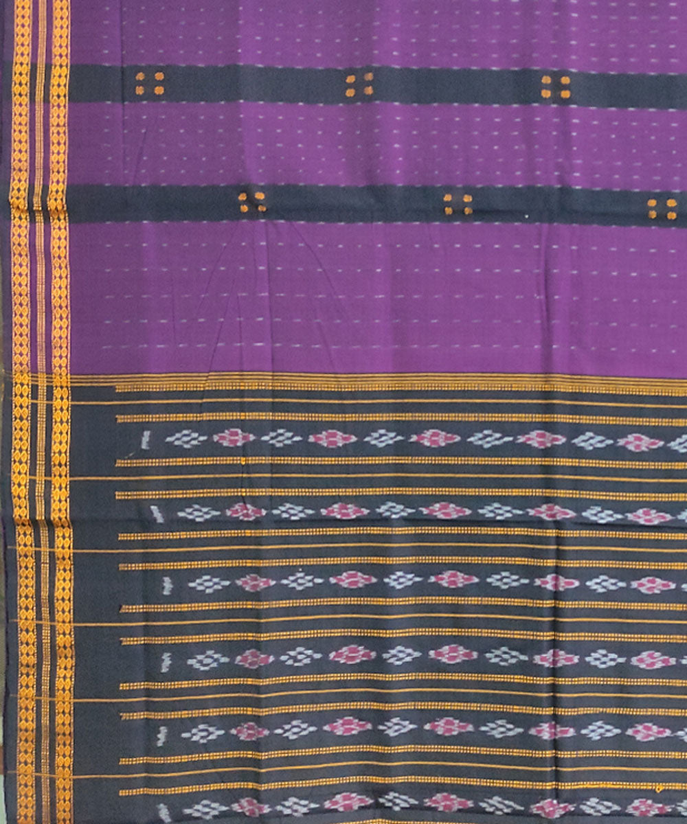 Violet black cotton handwoven sambalpuri saree