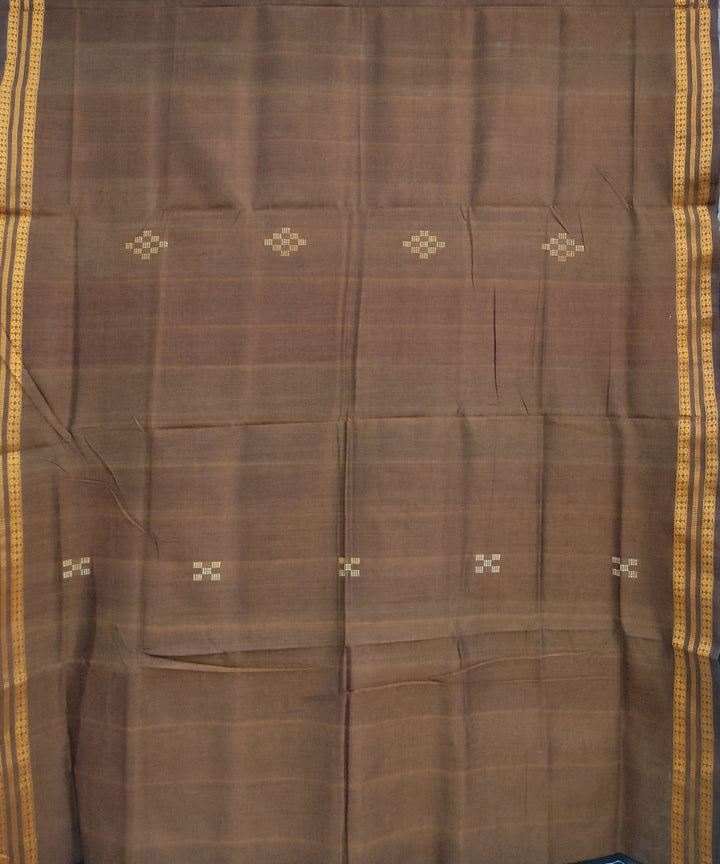 Brown black cotton handwoven sambalpuri saree