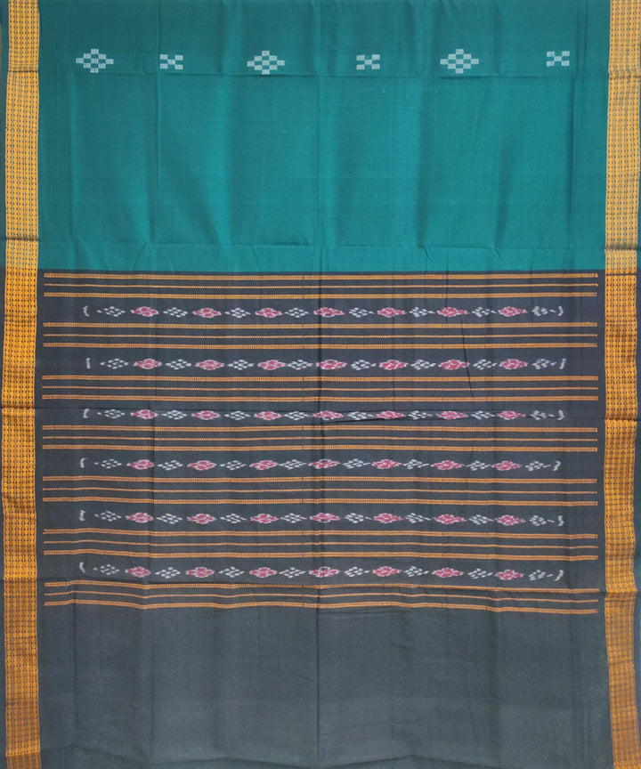 Green black cotton handwoven sambalpuri saree