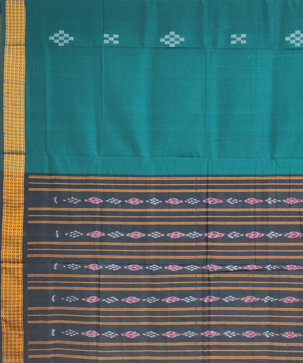 Green black cotton handwoven sambalpuri saree