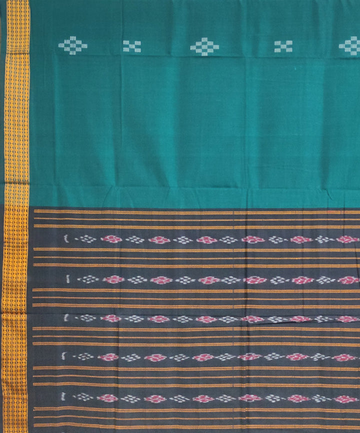 Green black cotton handwoven sambalpuri saree
