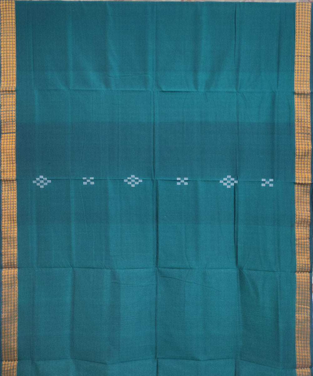 Green black cotton handwoven sambalpuri saree