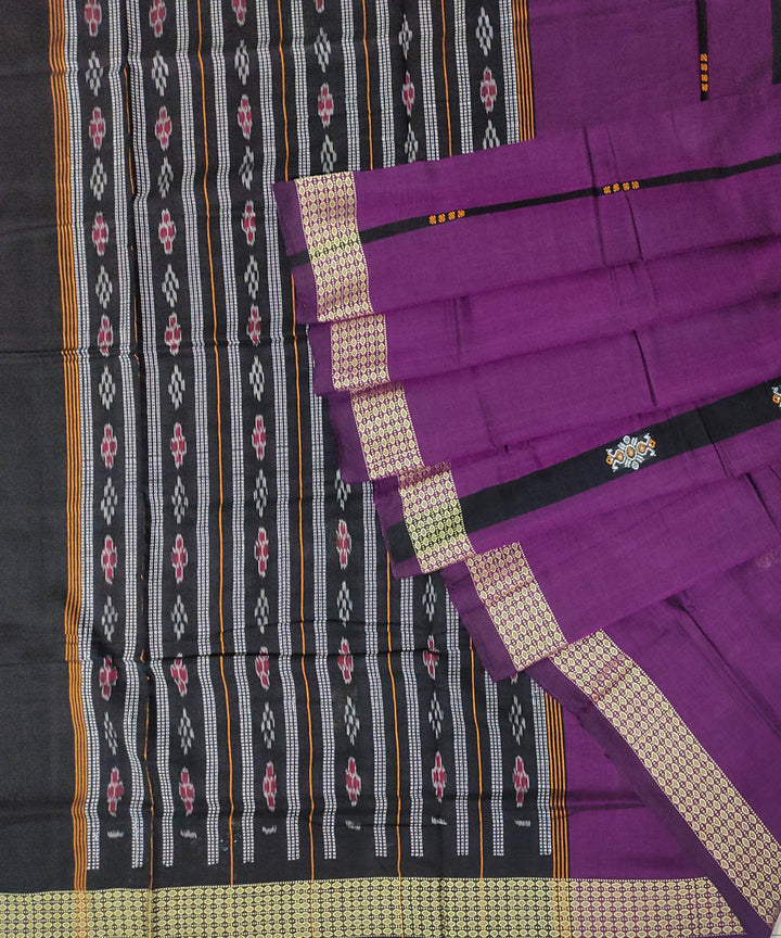 Violet black cotton handwoven sambalpuri saree
