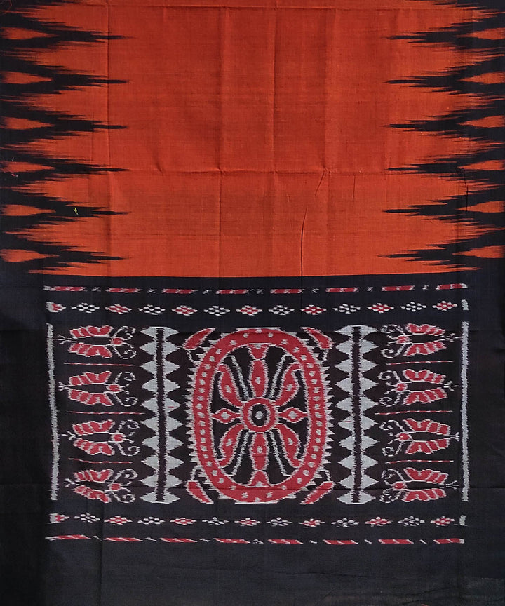 Orange black handwoven cotton odisha ikat saree