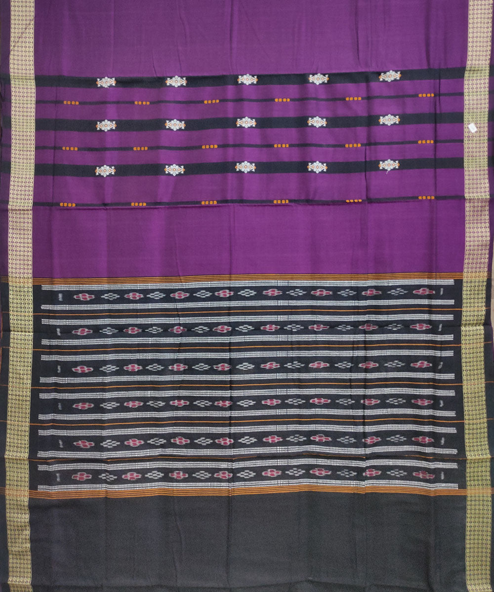 Violet black cotton handwoven sambalpuri saree