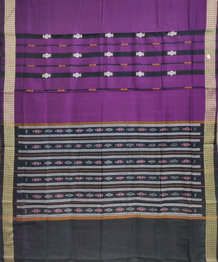 Violet black cotton handwoven sambalpuri saree