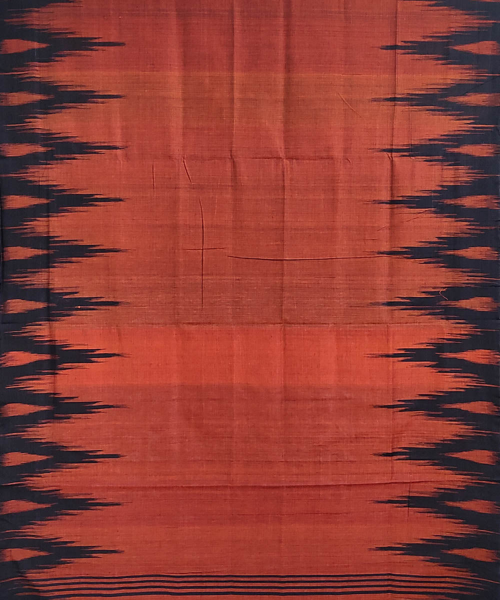 Orange black handwoven cotton odisha ikat saree