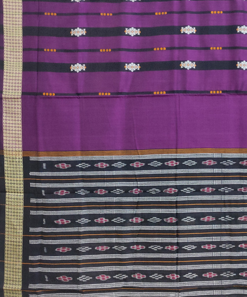 Violet black cotton handwoven sambalpuri saree