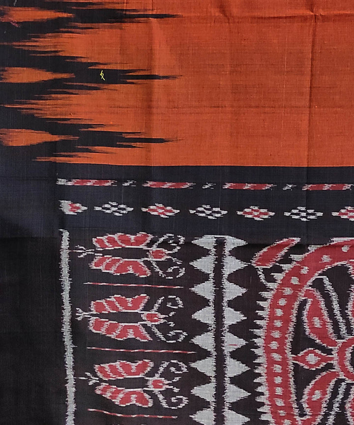 Orange black handwoven cotton odisha ikat saree
