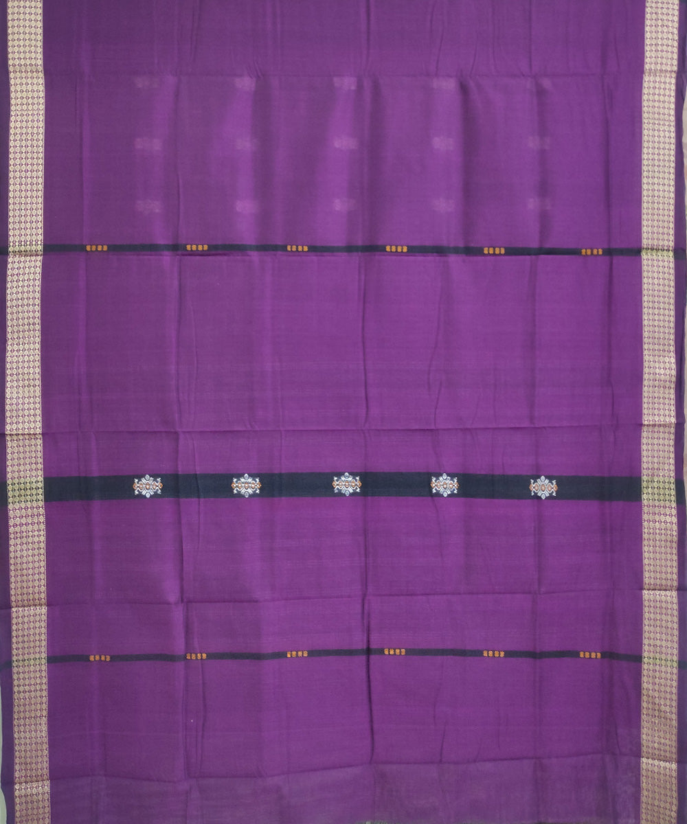 Violet black cotton handwoven sambalpuri saree