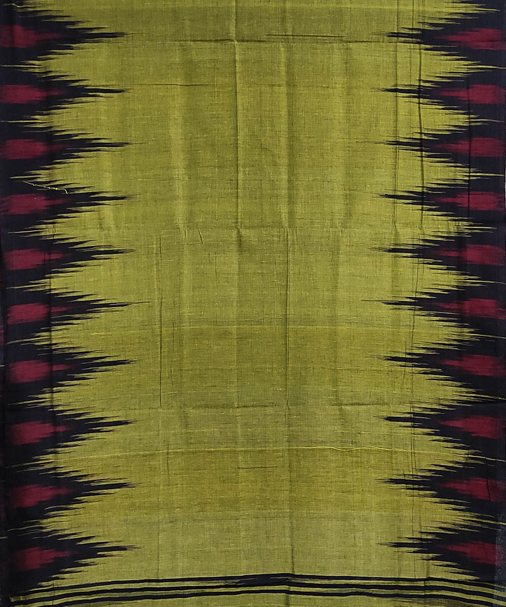 Lime green black handwoven cotton odisha ikat saree