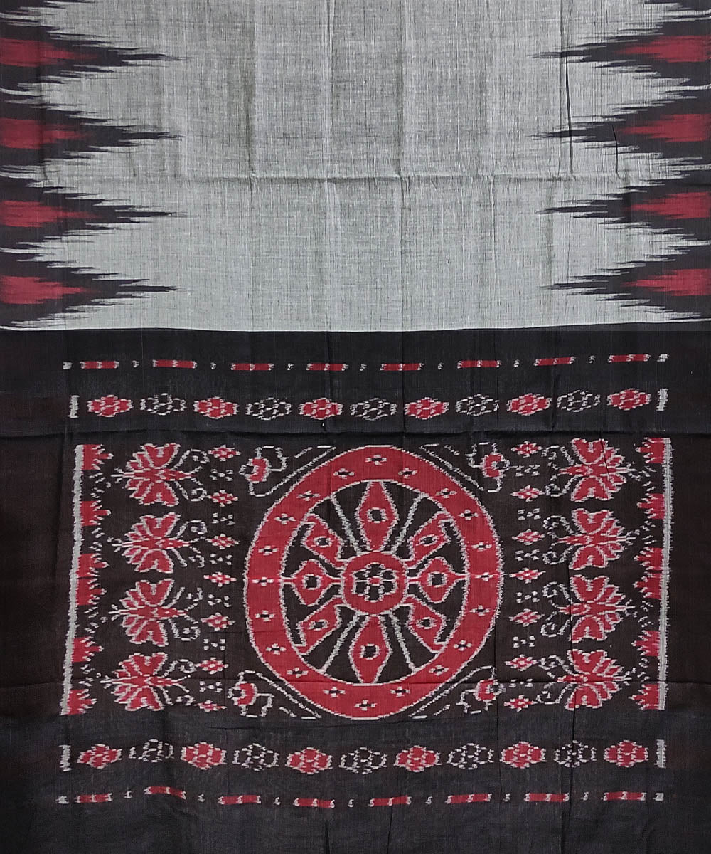 Grey black handwoven cotton odisha ikat saree