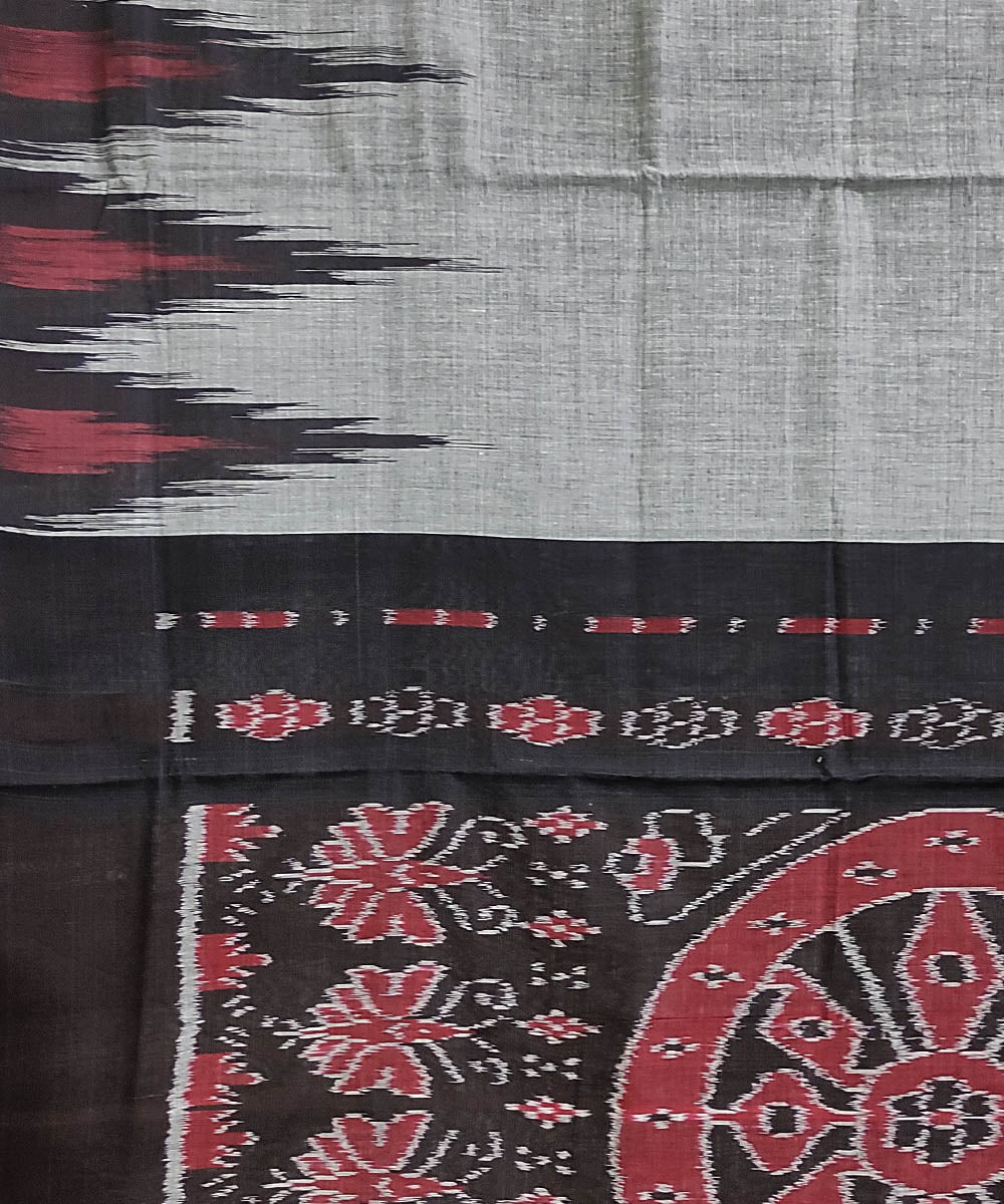 Grey black handwoven cotton odisha ikat saree