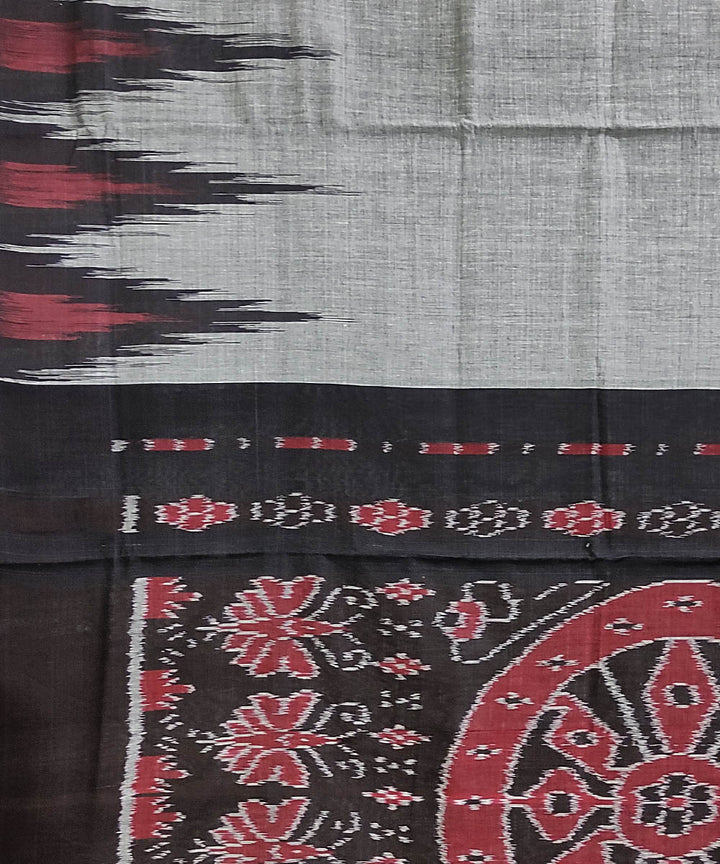 Grey black handwoven cotton odisha ikat saree