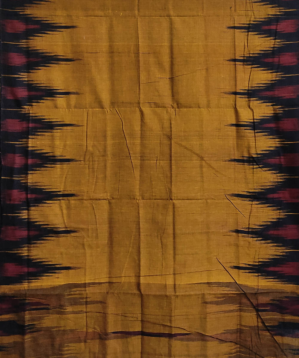 Mustard black handwoven cotton odisha ikat saree