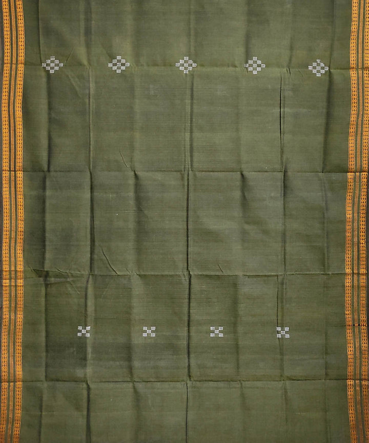 Olive green blue handwoven cotton odisha ikat saree